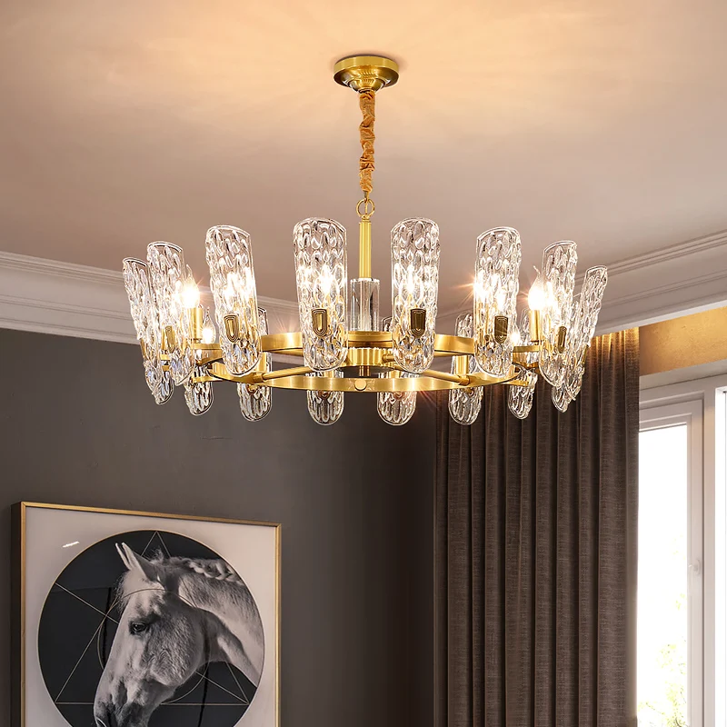 Light Luxury Modern Crystal Chandelier European Style Living Room Lamp Atmosphere Restaurant Lighting Copper Lamp Villa Lamps
Light Luxury Modern Crystal Chandelier European Style Living Room Lamp Atmosphere Restaurant Lighting Copper Lamp Villa Lamps