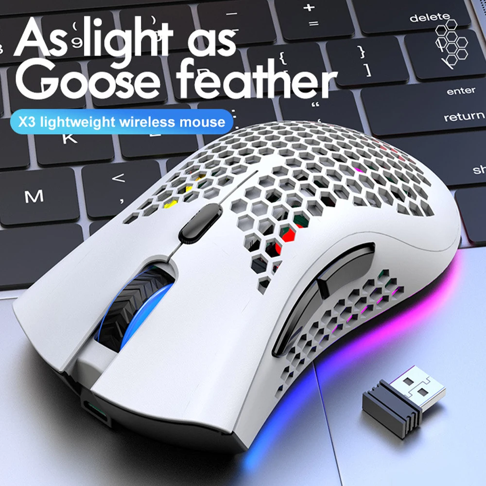 Беспроводная игровая компьютерная мышь X3, 2,4 ГГц, RGB-подсветка, 7 клавиш, 2400 точек/дюйм
Беспроводная игровая компьютерная мышь X3, 2,4 ГГц, RGB-подсветка, 7 клавиш, 2400 точек/дюйм