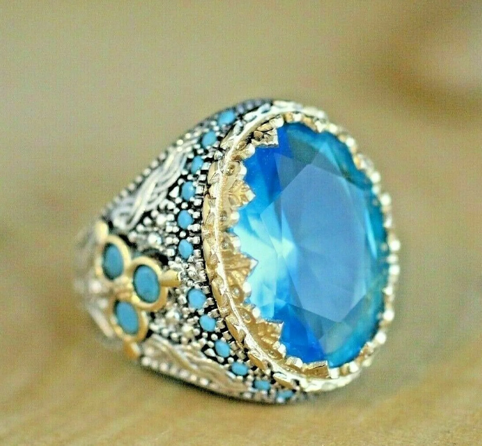 Men's ring 925 sterling silver Turkish handmade jewelry Aquamarine all size gift for him
Men's ring 925 sterling silver Turkish handmade jewelry Aquamarine all size gift for him