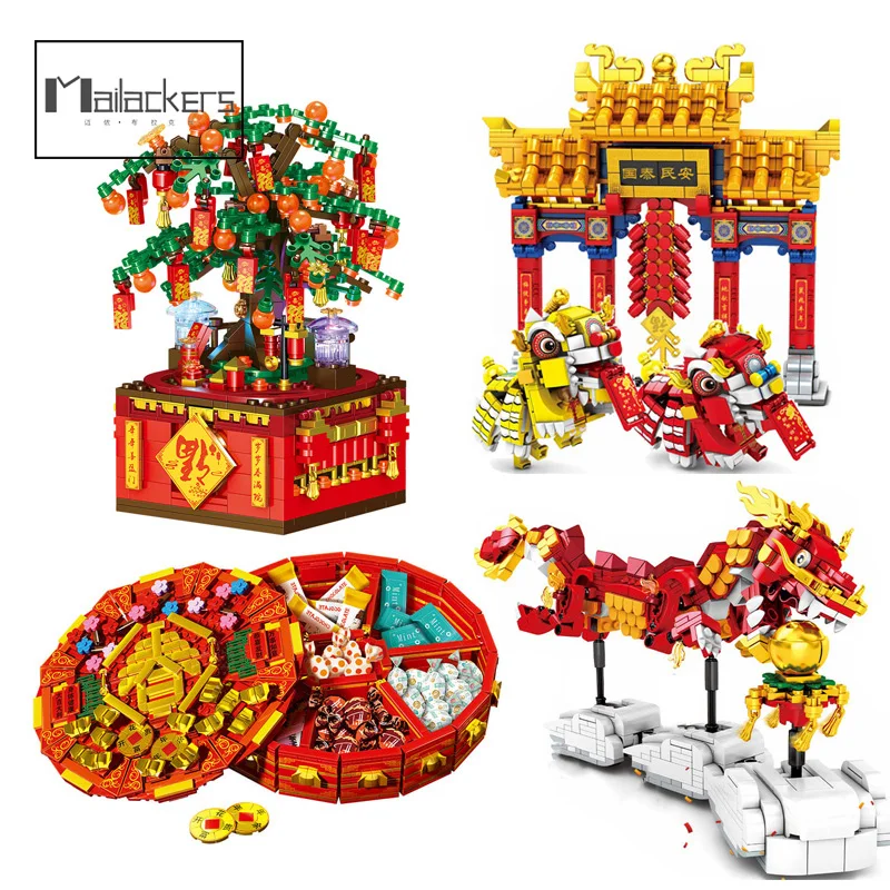Mailackers Chinese Spring Festival Orange Tree Music Box Building Blocks New Year Candy Lion Bricks Home Gift Toys For Children
Mailackers Chinese Spring Festival Orange Tree Music Box Building Blocks New Year Candy Lion Bricks Home Gift Toys For Children