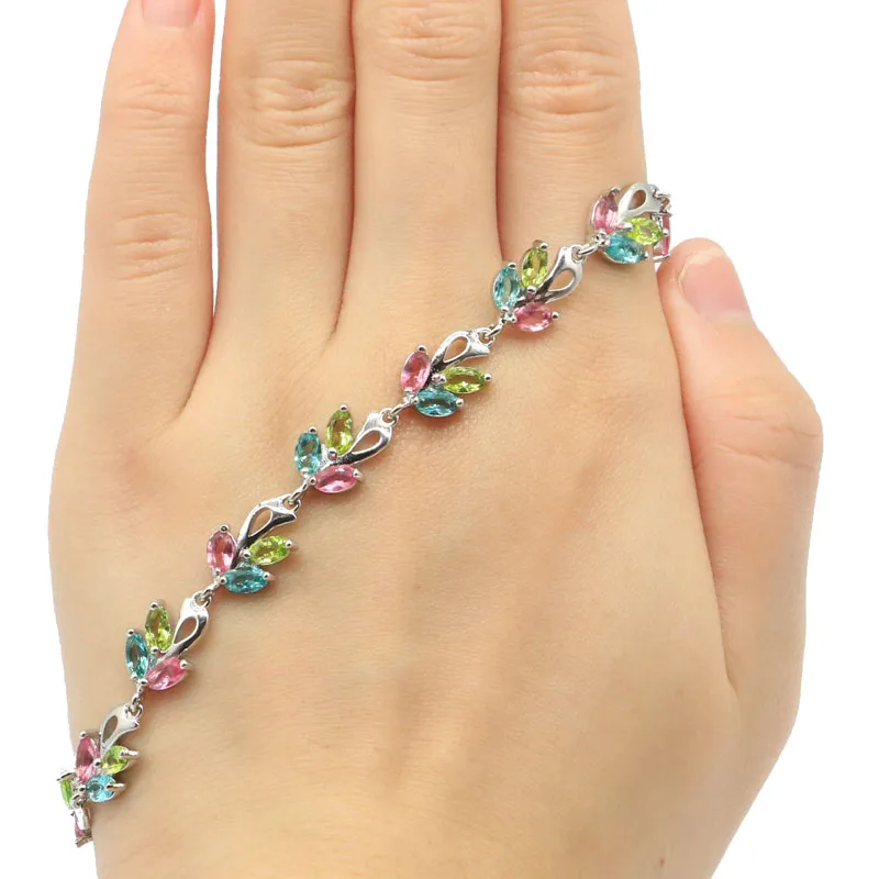 16x9mm Olive Leaf Created Tourmaline Aquamarine Peridot For Women Wedding Silver Bracelet 8-9inch Fine Jewelry
16x9mm Olive Leaf Created Tourmaline Aquamarine Peridot For Women Wedding Silver Bracelet 8-9inch Fine Jewelry
