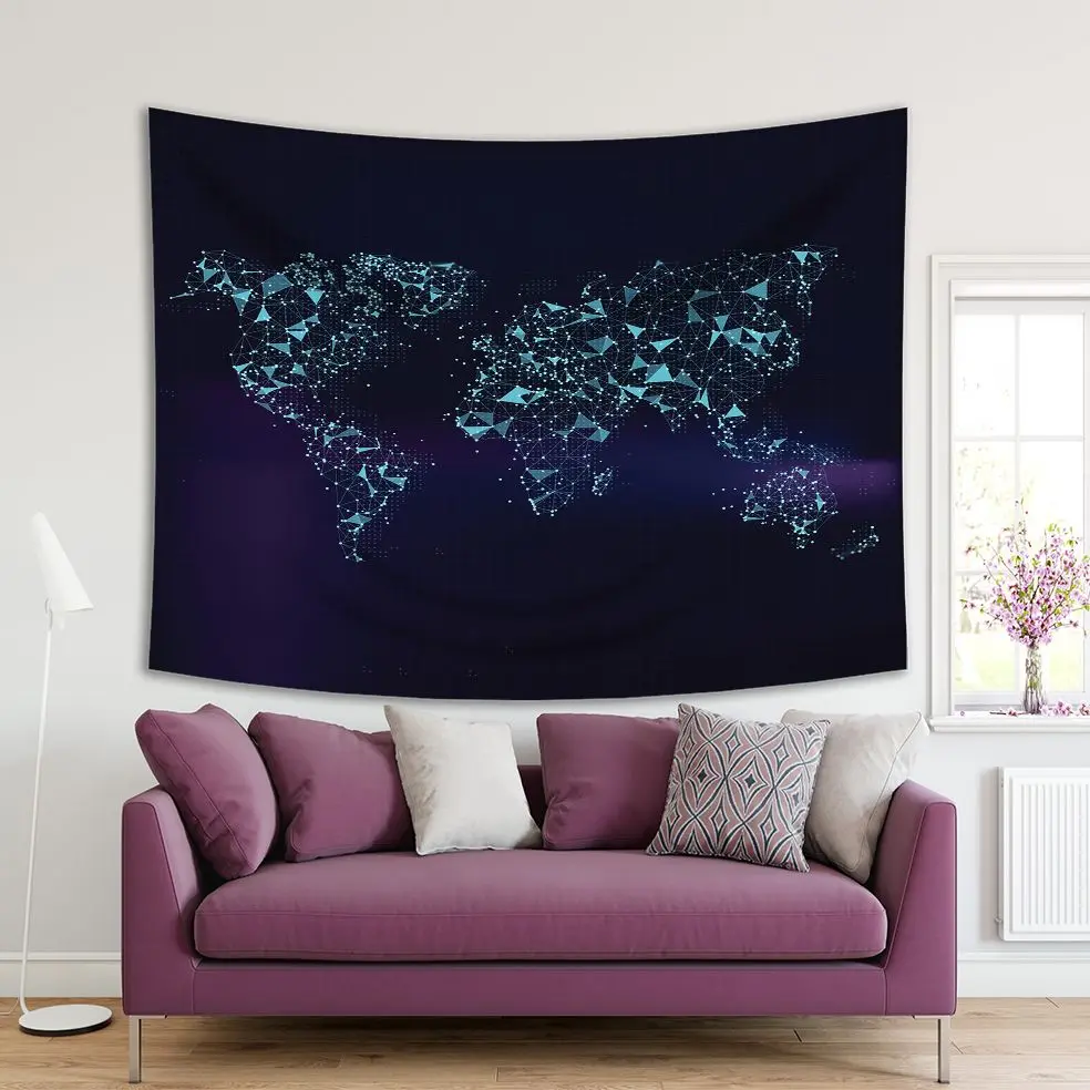 Tapestry World Map 29international Polygonal Shapes Points Modern Technology Illustration Blue Purple 
Tapestry World Map 29international Polygonal Shapes Points Modern Technology Illustration Blue Purple