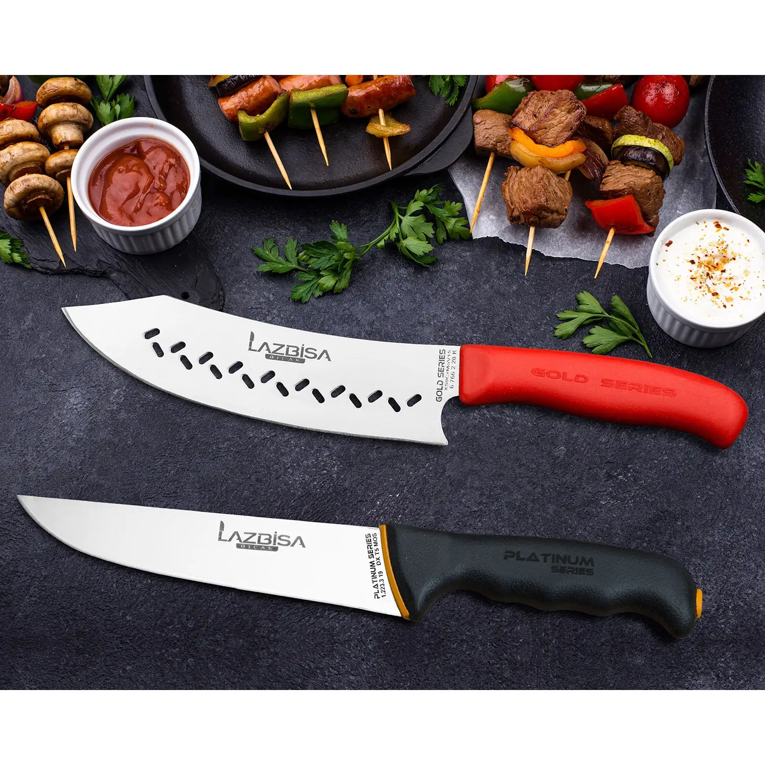 

Kitchen Knife Set Meat Mincer Restaurant Chef Knife Curved Chef No 2K Platinum Butcher No 3 Набор кухонных ножей Мясорубка Ресто