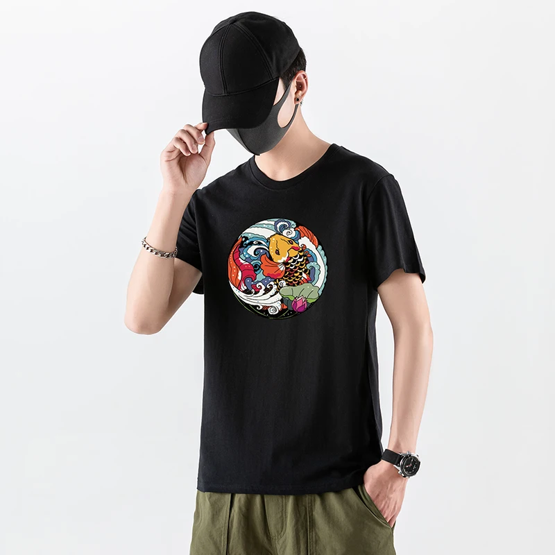 CINSY Mens Men T-shirt 2021 Solid Oversized Causal Cotton Summer Wear Honeymoon Style Circle Carp Print T-shirts For Men
CINSY Mens Men T-shirt 2021 Solid Oversized Causal Cotton Summer Wear Honeymoon Style Circle Carp Print T-shirts For Men