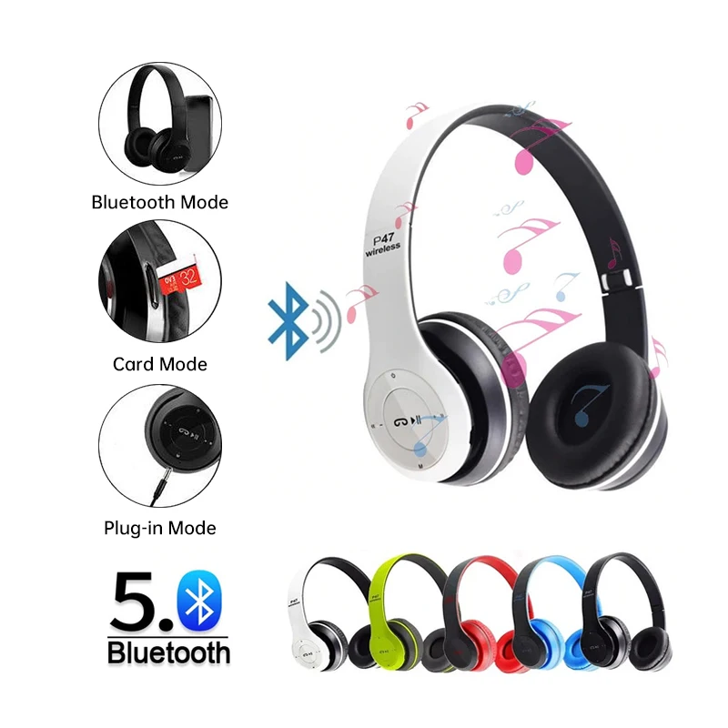 

Bluetooth 5,0 наушники P47, беспроводные наушники, складной бас-шлем, поддержка Tf-карты для Ps4/телефона/ПК с микрофоном, гарнитуры в подарок