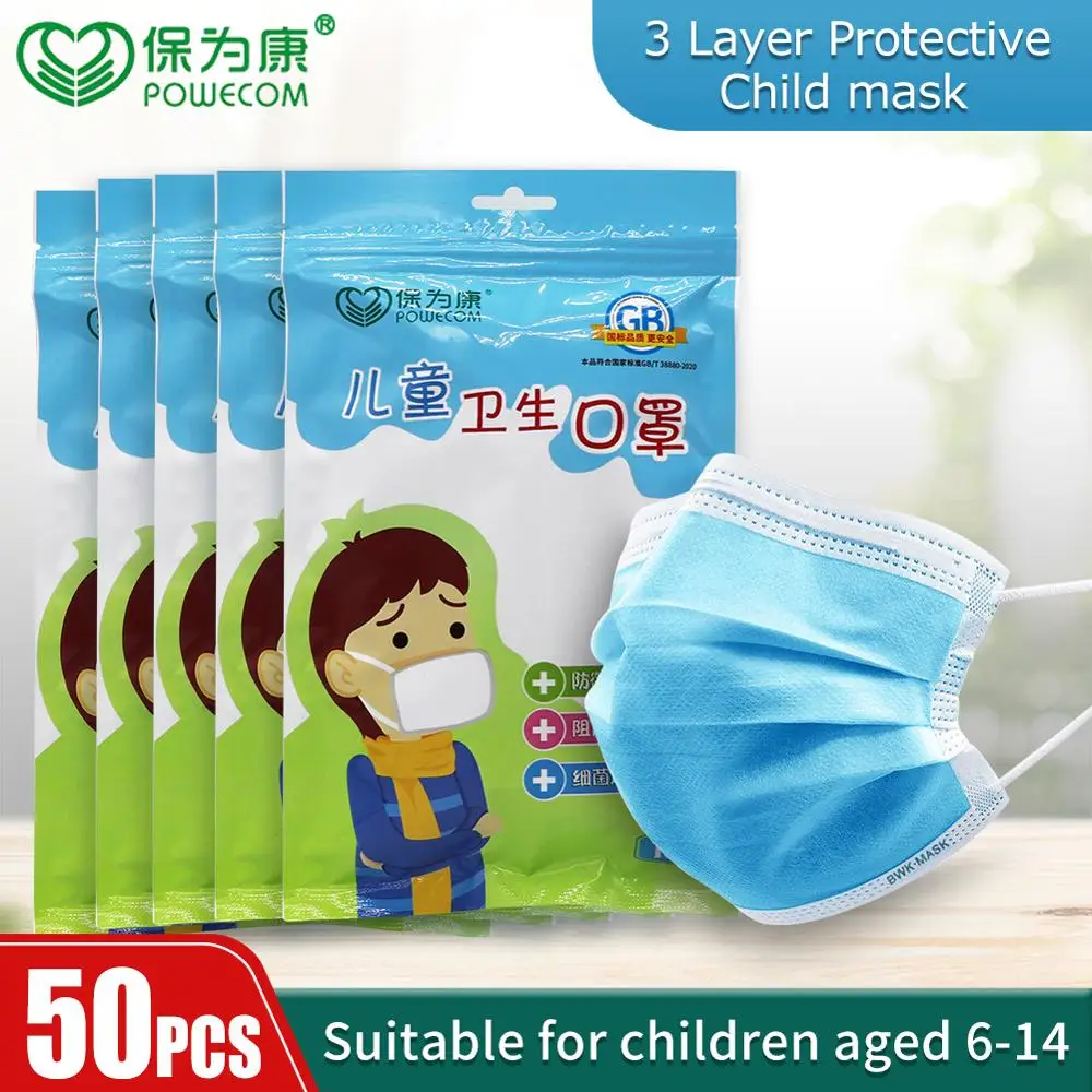 50Pcs/Bag POWECOM Disposable Child Mask Children Face Mask Safety 3-layer Face Filter Nonwoven Kids Protection Mouth Masks
50Pcs/Bag POWECOM Disposable Child Mask Children Face Mask Safety 3-layer Face Filter Nonwoven Kids Protection Mouth Masks