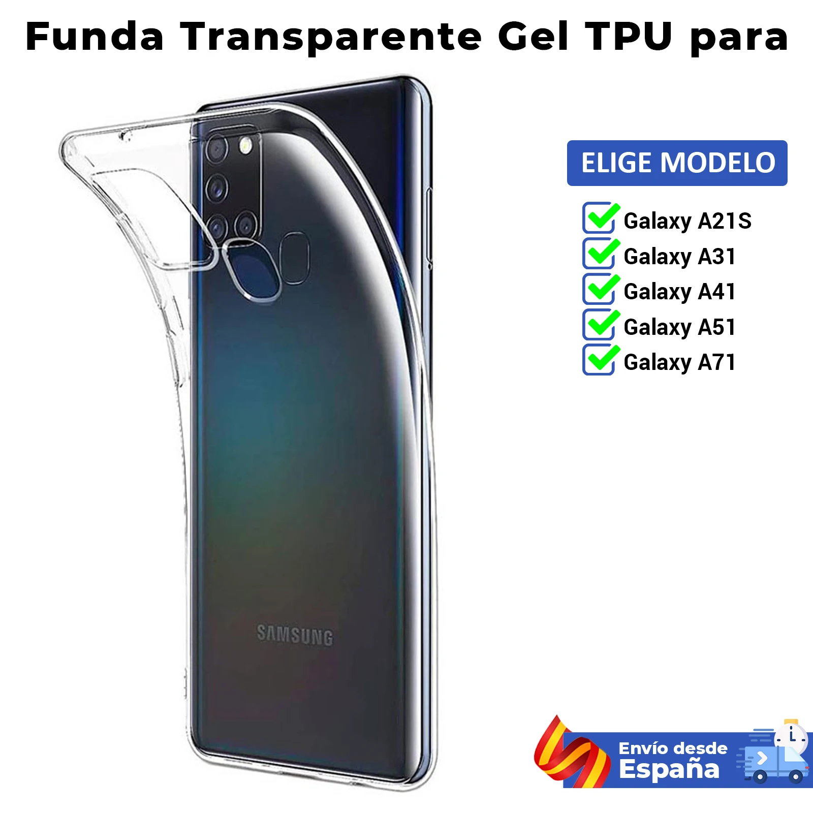 TPU case for Samsung Galaxy A21S A31 A51 A41 A71. Transparent silicone mobile phone case. Choose model
TPU case for Samsung Galaxy A21S A31 A51 A41 A71. Transparent silicone mobile phone case. Choose model
