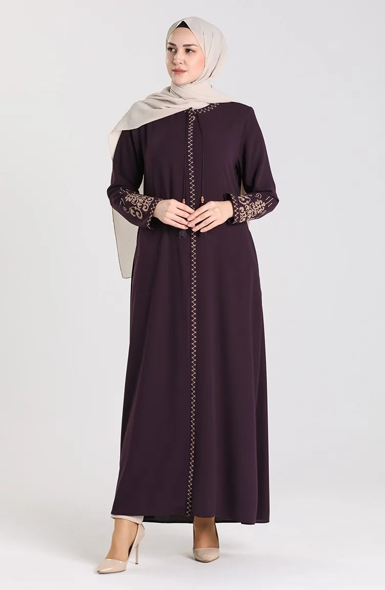 

SFM2003 Abaya Women Long Sleeve Abaya Dress Muslim female dress Maxi Kaftan female dress Embroidered Zippered Abaya Turkey Dubai