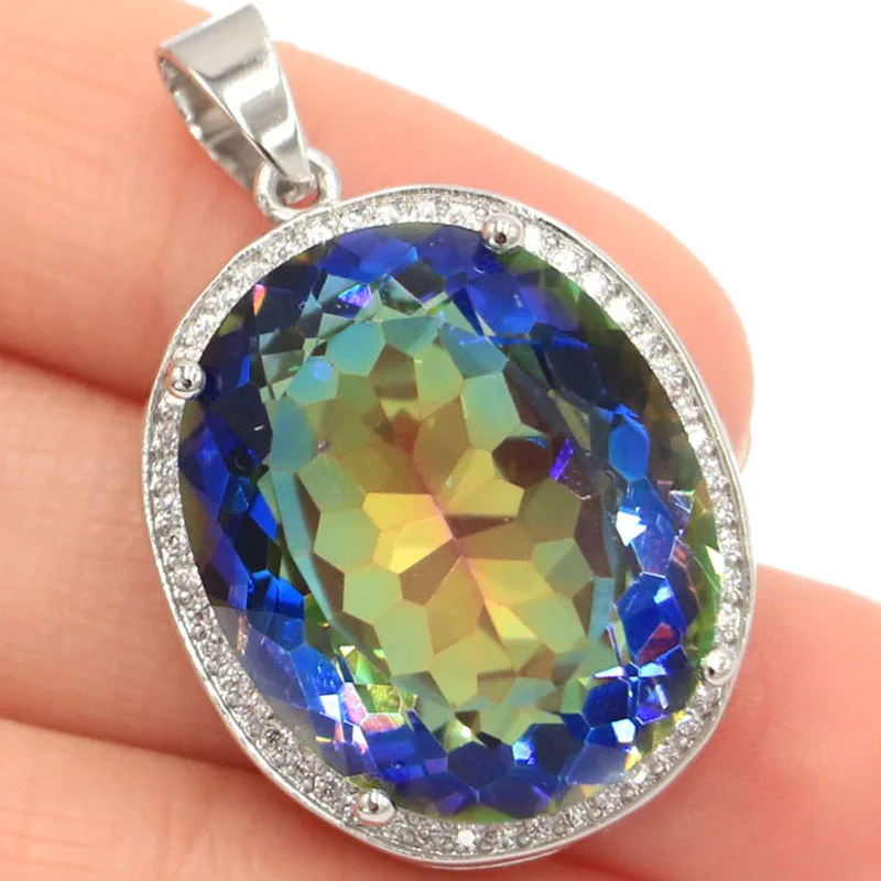 40x21mm Luxury Jewelry Set 17.1g Created Fire Rainbow Mystic Violet Topaz CZ Ladies Dating Silver Earrings Pendant Eye Catching
40x21mm Luxury Jewelry Set 17.1g Created Fire Rainbow Mystic Violet Topaz CZ Ladies Dating Silver Earrings Pendant Eye Catching
