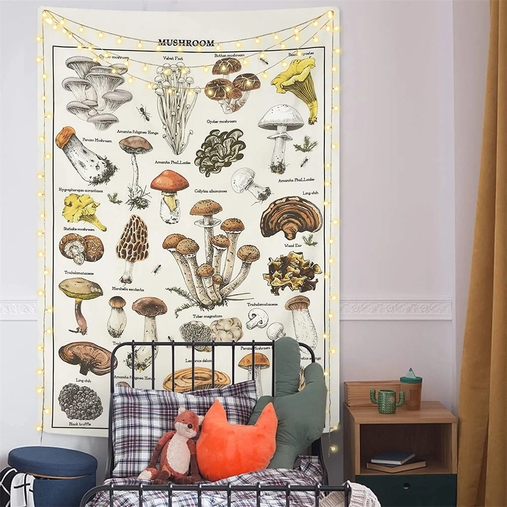 Mushroom Tapestry Vintage Illustrative Reference Tapestry Wall Hanging Aesthetic Dorm Background Tablecloth Living Room Decor
Mushroom Tapestry Vintage Illustrative Reference Tapestry Wall Hanging Aesthetic Dorm Background Tablecloth Living Room Decor
