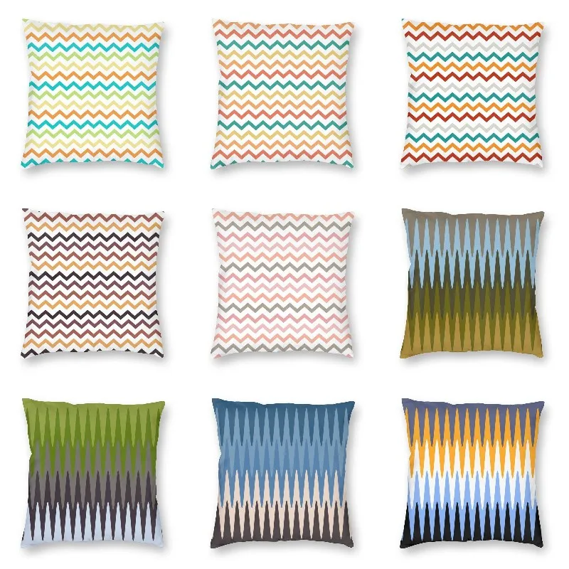 

Seamless Zig Zag Stripes Cushion Cover Boho Camouflage Zigzag Floor Pillow Case for Sofa Fashion Pillowcase Home Decoration