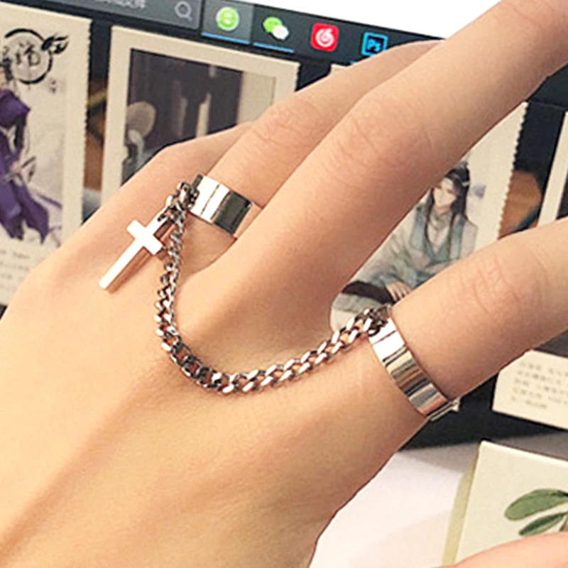 Punk Cross Chain Rings for Women Men Adjustable Two Link Rings Hip Hop Ring for Female Male Vintage Jewelry Accessories
Punk Cross Chain Rings for Women Men Adjustable Two Link Rings Hip Hop Ring for Female Male Vintage Jewelry Accessories