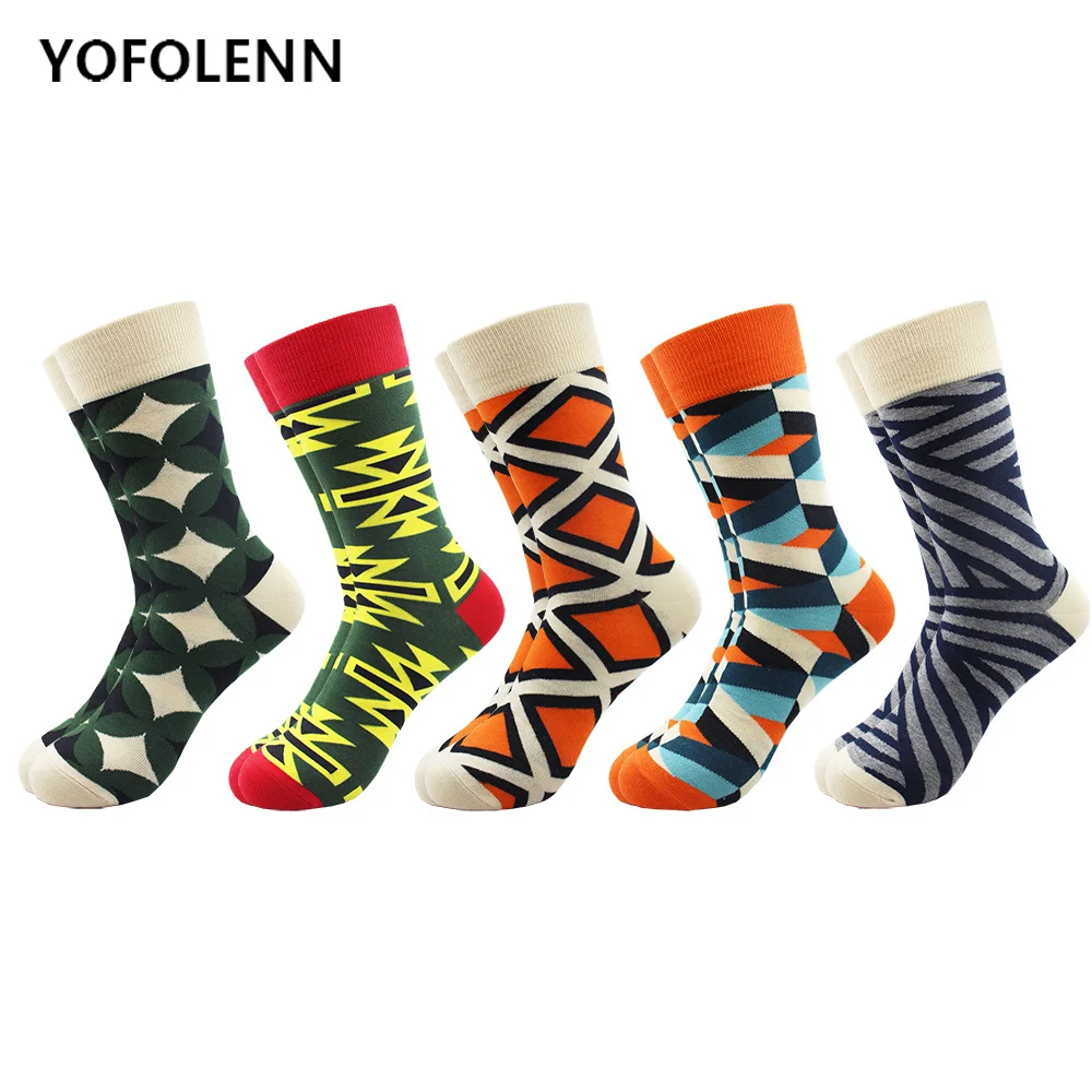 5 pair/lot Men's Funny Colorful Combed Cotton Socks Geometry Style Dress Casual Crew Socks for Man Happy Cool
5 pair/lot Men's Funny Colorful Combed Cotton Socks Geometry Style Dress Casual Crew Socks for Man Happy Cool