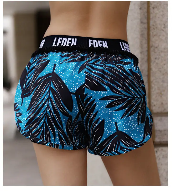 New sports women's shorts running fitness beach anti walking light speed dry fake two piece shorts