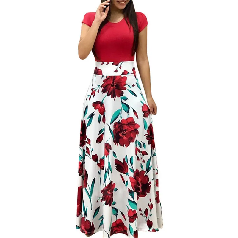 2019 Summer New Women Short Sleeve Slim Flower Casual Long Dress Vintage Floral Print Patchwork Long Dresses Vestidos
2019 Summer New Women Short Sleeve Slim Flower Casual Long Dress Vintage Floral Print Patchwork Long Dresses Vestidos