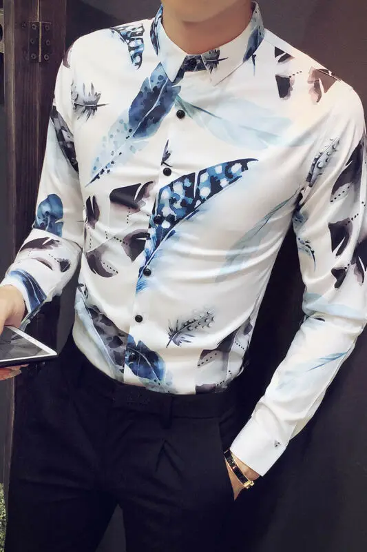 Men's Slim Fit Feather Print Shirt Long Sleeve Dress Shirts Casual Sleeve Cotton Slim Fit Dress Hawaii Shirt
Men's Slim Fit Feather Print Shirt Long Sleeve Dress Shirts Casual Sleeve Cotton Slim Fit Dress Hawaii Shirt