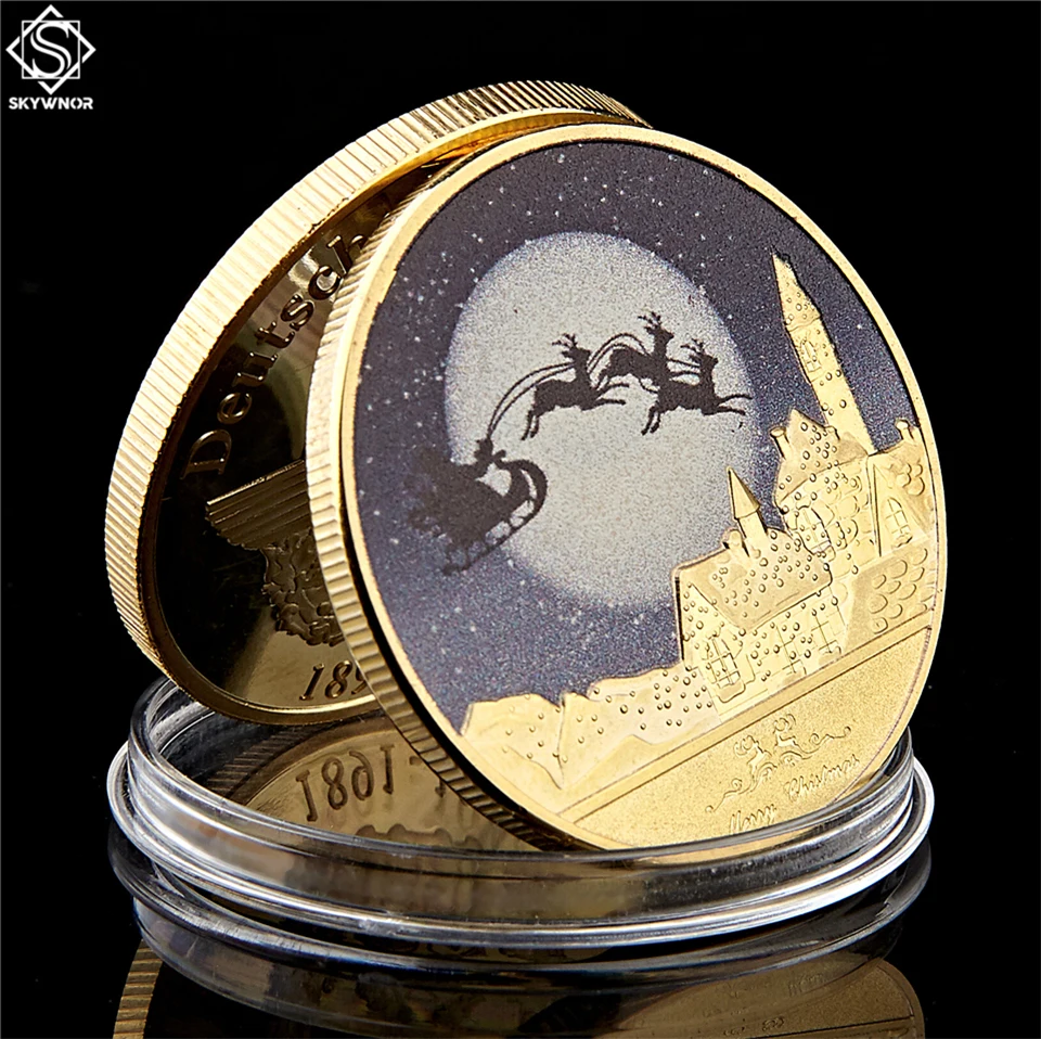 Merry Christmas Snowman Deer Gold/Silver Commemorative 1.57"*0.12" Coin Collectibles With Coin Capsule
Merry Christmas Snowman Deer Gold/Silver Commemorative 1.57"*0.12" Coin Collectibles With Coin Capsule