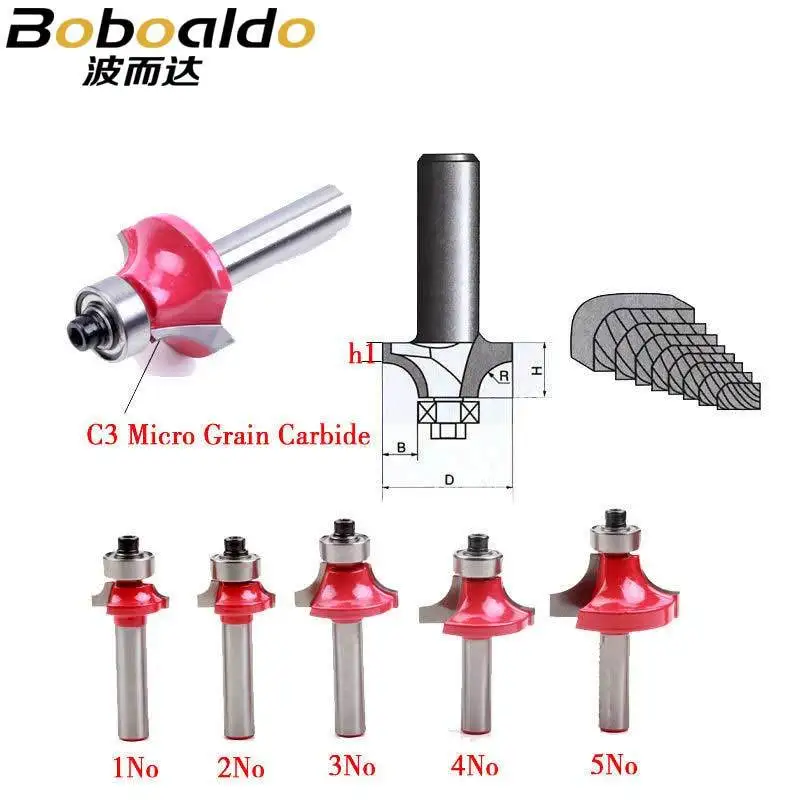 Boboaldo 8mm Shank 5pcs/set High Quality Corner Rounding Endmills With Bearing Dovetail Router Bit Cutter Wood Working
Boboaldo 8mm Shank 5pcs/set High Quality Corner Rounding Endmills With Bearing Dovetail Router Bit Cutter Wood Working