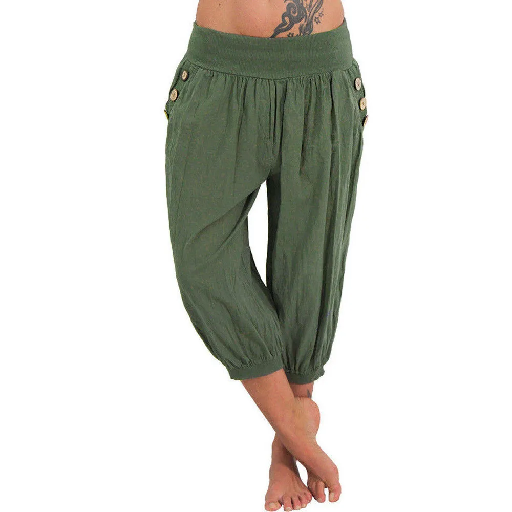 Boho Pants Elastic Waist Calf-length Pants Wide Leg Summer Harem Baggy Pants Women Capris Camo Pants Calca Feminina Spodnie
Boho Pants Elastic Waist Calf-length Pants Wide Leg Summer Harem Baggy Pants Women Capris Camo Pants Calca Feminina Spodnie
