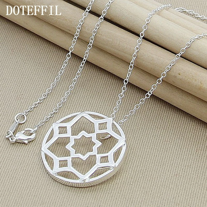 DOTEFFIL 925 Sterling Silver Round Flower Necklace 18 inch Chain For Woman Fashion Wedding Engagement Party Charm Jewelry
DOTEFFIL 925 Sterling Silver Round Flower Necklace 18 inch Chain For Woman Fashion Wedding Engagement Party Charm Jewelry