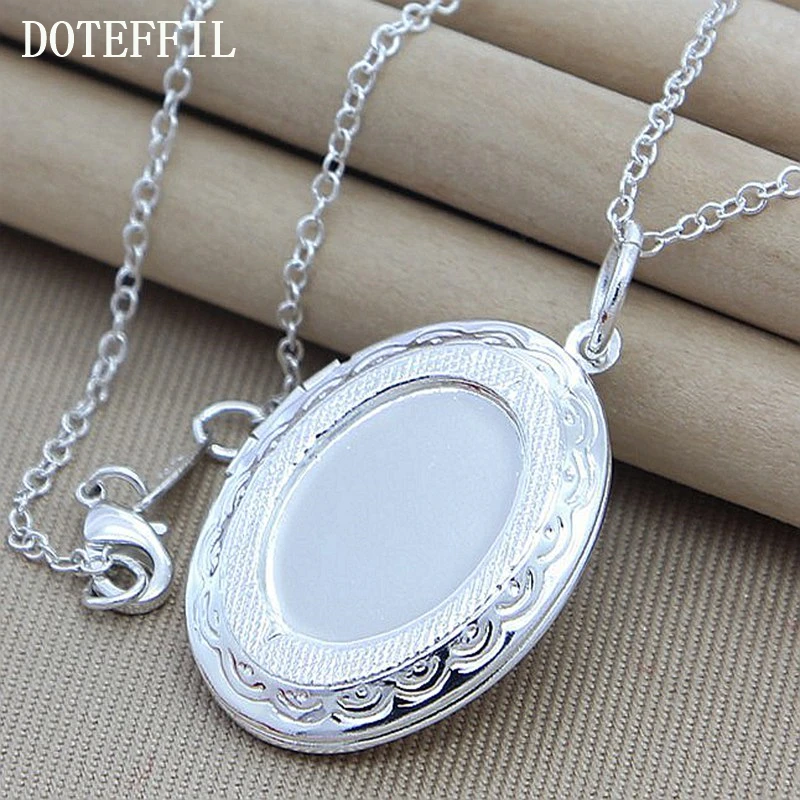 DOTEFFIL 925 Sterling Silver Round Oval Photo Frame Pendant Necklace 18 Inch Chain For Woman Wedding Engagement Jewelry
DOTEFFIL 925 Sterling Silver Round Oval Photo Frame Pendant Necklace 18 Inch Chain For Woman Wedding Engagement Jewelry