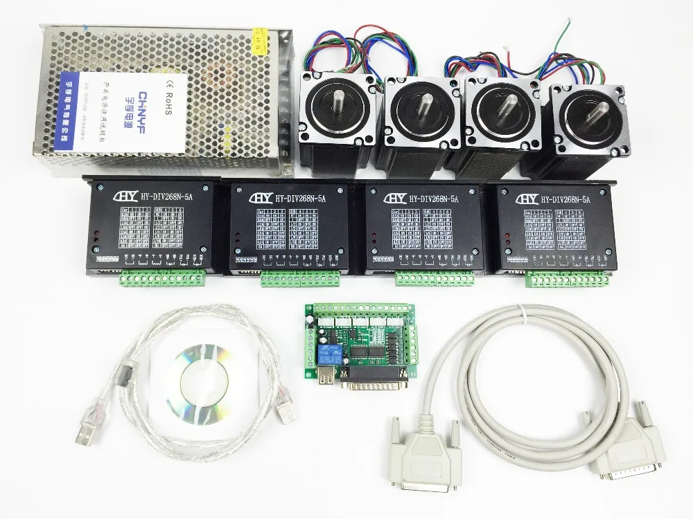 CNC Router Kit 4 Axis, 4pcs 1 axis TB6600 driver +one interface board + 4pcs Nema23 312 Oz-in stepper motor + one power supply
CNC Router Kit 4 Axis, 4pcs 1 axis TB6600 driver +one interface board + 4pcs Nema23 312 Oz-in stepper motor + one power supply