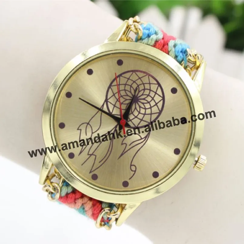 100pcs/lot Ring Handmade Rope Bracelet Wristwatch Bohemia Geneva Golden Chain Fabric Dress Watch Fashion Women Casual Watch
100pcs/lot Ring Handmade Rope Bracelet Wristwatch Bohemia Geneva Golden Chain Fabric Dress Watch Fashion Women Casual Watch