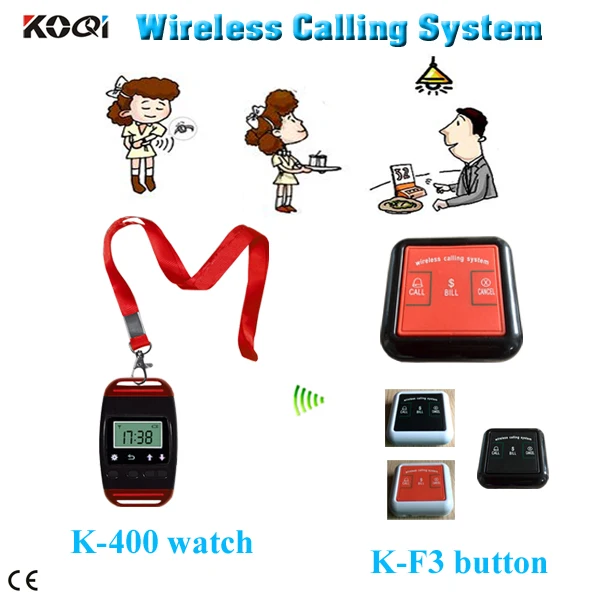 wireless sound system for restaurant CE certificate 6pcs waiter watches and 30pcs customer calling button
wireless sound system for restaurant CE certificate 6pcs waiter watches and 30pcs customer calling button