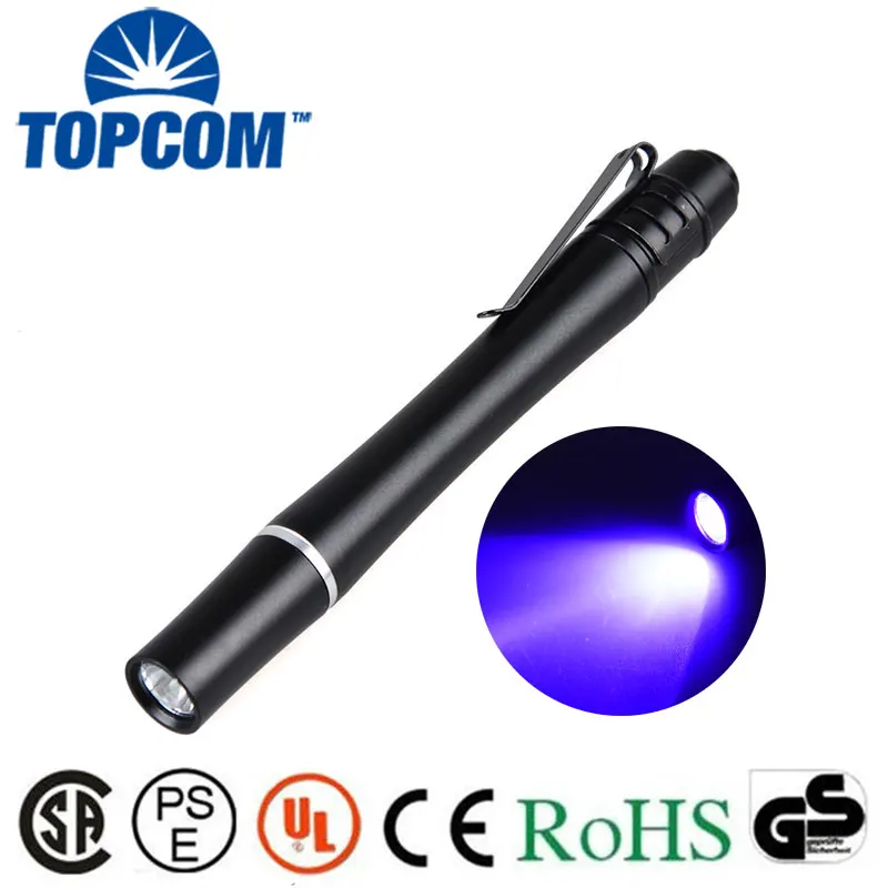 TopCom Mini UV Penlight Pocket LED UV Pen Flashlight 395nm 380nm 365nm Power By 2*AAA Battery With Metal Clip Money Inspection
TopCom Mini UV Penlight Pocket LED UV Pen Flashlight 395nm 380nm 365nm Power By 2*AAA Battery With Metal Clip Money Inspection