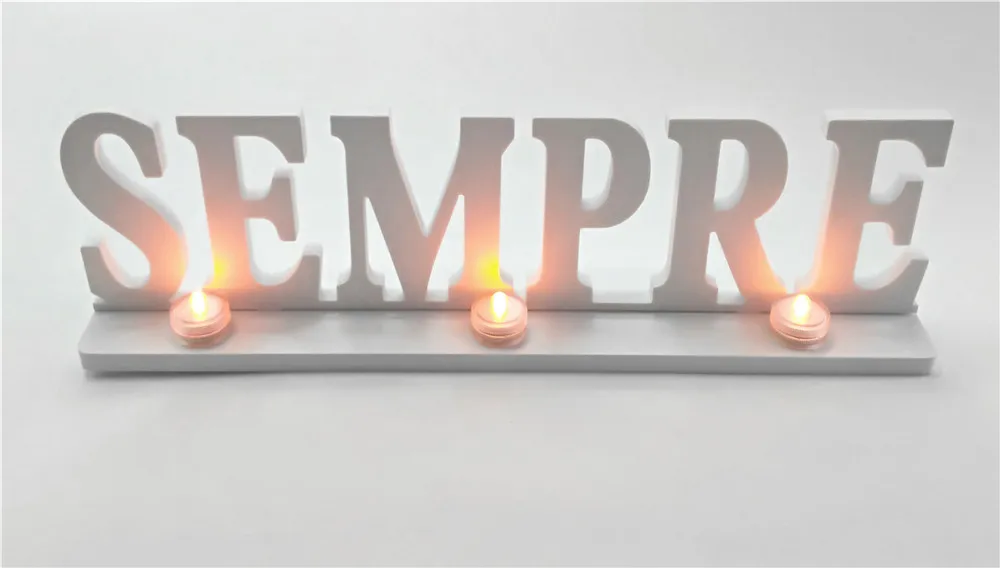 12x45cm LED Luminous Artificial wood wooden white letter "SEMPRE" of birthday party bridal gift used for home wedding decoration
12x45cm LED Luminous Artificial wood wooden white letter "SEMPRE" of birthday party bridal gift used for home wedding decoration