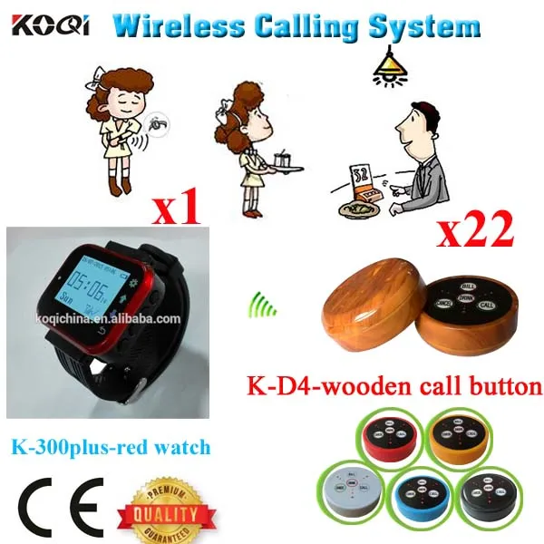 Customer Call System Wireless Service Call Button Pager Equipment With CE Certification(1 watch +22 call button)
Customer Call System Wireless Service Call Button Pager Equipment With CE Certification(1 watch +22 call button)