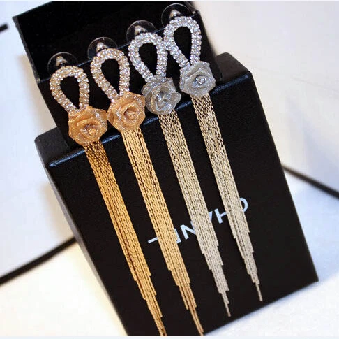 New Style fashion jewelry earrings gold and silver Flower with Long Tassel Dangle Earrings for Women Brincos
New Style fashion jewelry earrings gold and silver Flower with Long Tassel Dangle Earrings for Women Brincos