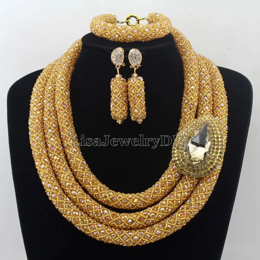 Handmade Statement Necklace Crystal Women Necklaces Costume Jewelry Nigerian Wedding African Beads Jewelry Set HD7464
Handmade Statement Necklace Crystal Women Necklaces Costume Jewelry Nigerian Wedding African Beads Jewelry Set HD7464