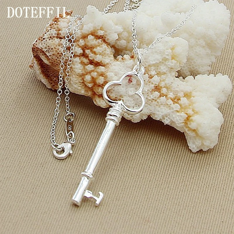 DOTEFFIL 925 Sterling Silver Key Pendant Necklace 18 inch Chain For Woman Fashion Wedding Engagement Valentine's Day Jewelry
DOTEFFIL 925 Sterling Silver Key Pendant Necklace 18 inch Chain For Woman Fashion Wedding Engagement Valentine's Day Jewelry