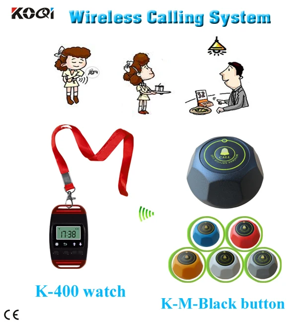 restaurant pager 6pcs K-400 waiter watch neck hanging type and 30pcs call button K-M for restaurant wireless call
restaurant pager 6pcs K-400 waiter watch neck hanging type and 30pcs call button K-M for restaurant wireless call