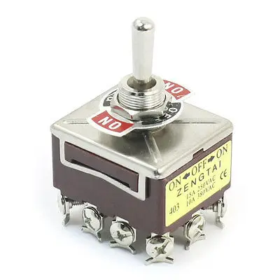 Panel Mount 12 Pin 4PDT ON/OFF/ON 3 Position Toggle Switch AC 250V 15A Brick Red 403
Panel Mount 12 Pin 4PDT ON/OFF/ON 3 Position Toggle Switch AC 250V 15A Brick Red 403