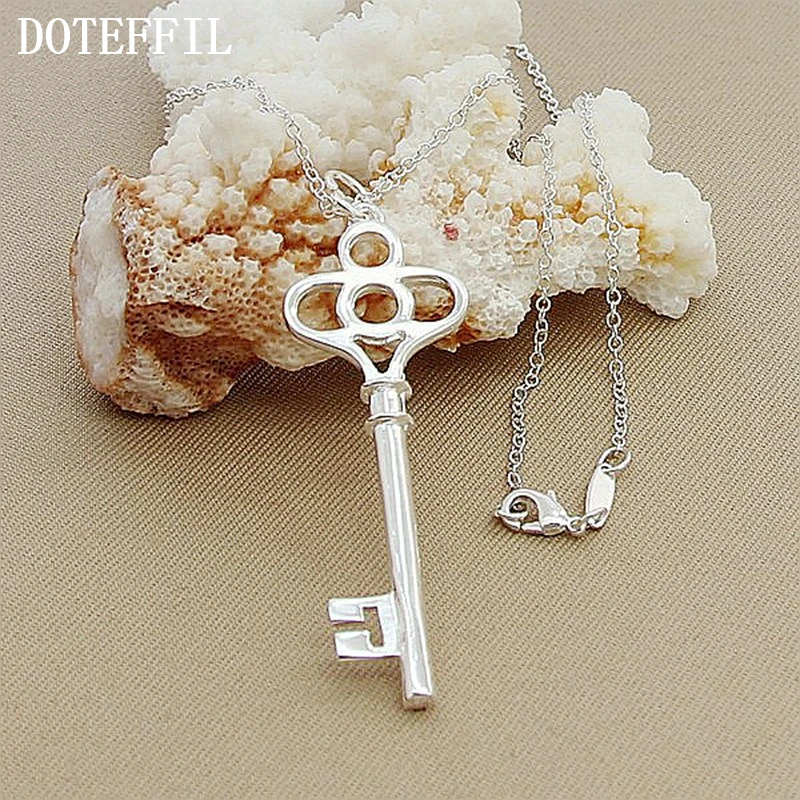 DOTEFFIL 925 Sterling Silver 18 inch chain Key Pendant Necklace For Woman Fashion Wedding Engagement Valentine's Day Jewelry
DOTEFFIL 925 Sterling Silver 18 inch chain Key Pendant Necklace For Woman Fashion Wedding Engagement Valentine's Day Jewelry