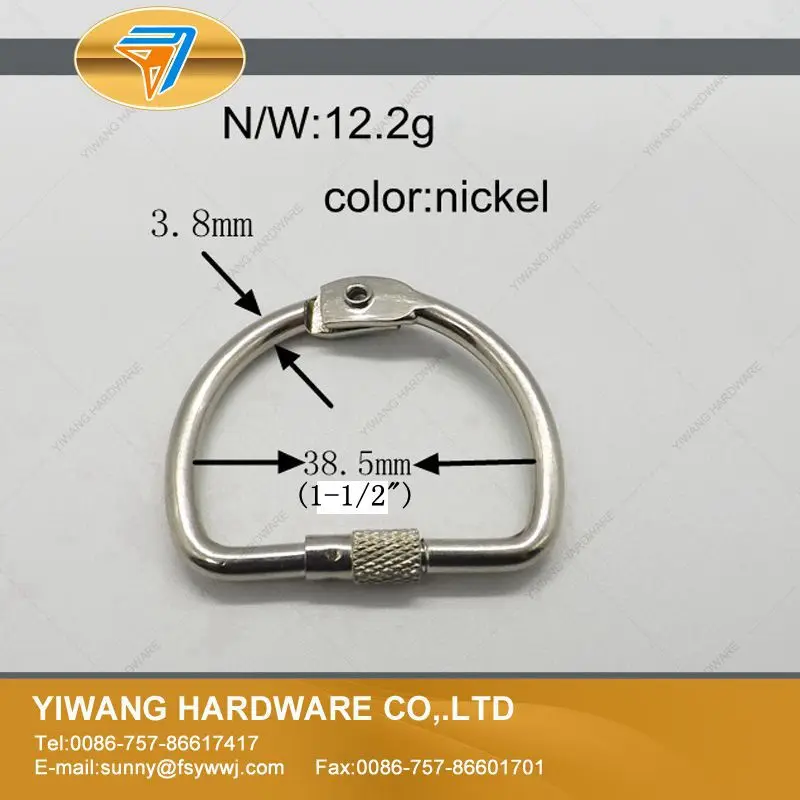 D shape office binder ring nickel plating screw lock binding ring D ring 10pcs/package keychain
D shape office binder ring nickel plating screw lock binding ring D ring 10pcs/package keychain