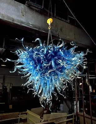 

AC 110/120/220/240V Modern Flower Shape LED Bulbs Blue Colored Hand Blown Murano Glass Italian Style Chandelier