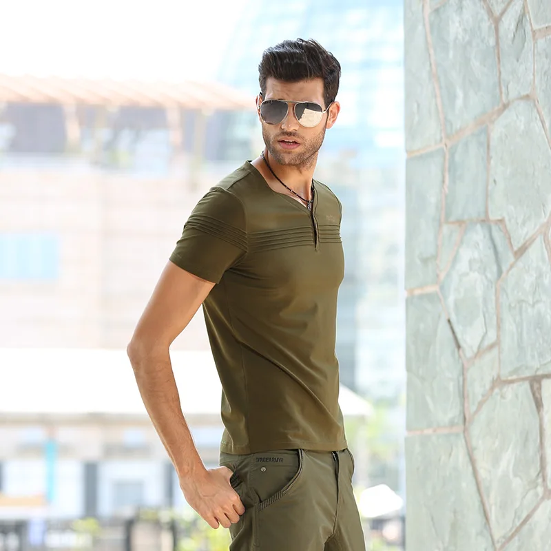 Brand Plus Size Mens Summer Casual T-Shirt Fashion Slim Short Sleeve V Neck T Shirts Button Decorating Tees Cotton Tops Ms-6263A
Brand Plus Size Mens Summer Casual T-Shirt Fashion Slim Short Sleeve V Neck T Shirts Button Decorating Tees Cotton Tops Ms-6263A