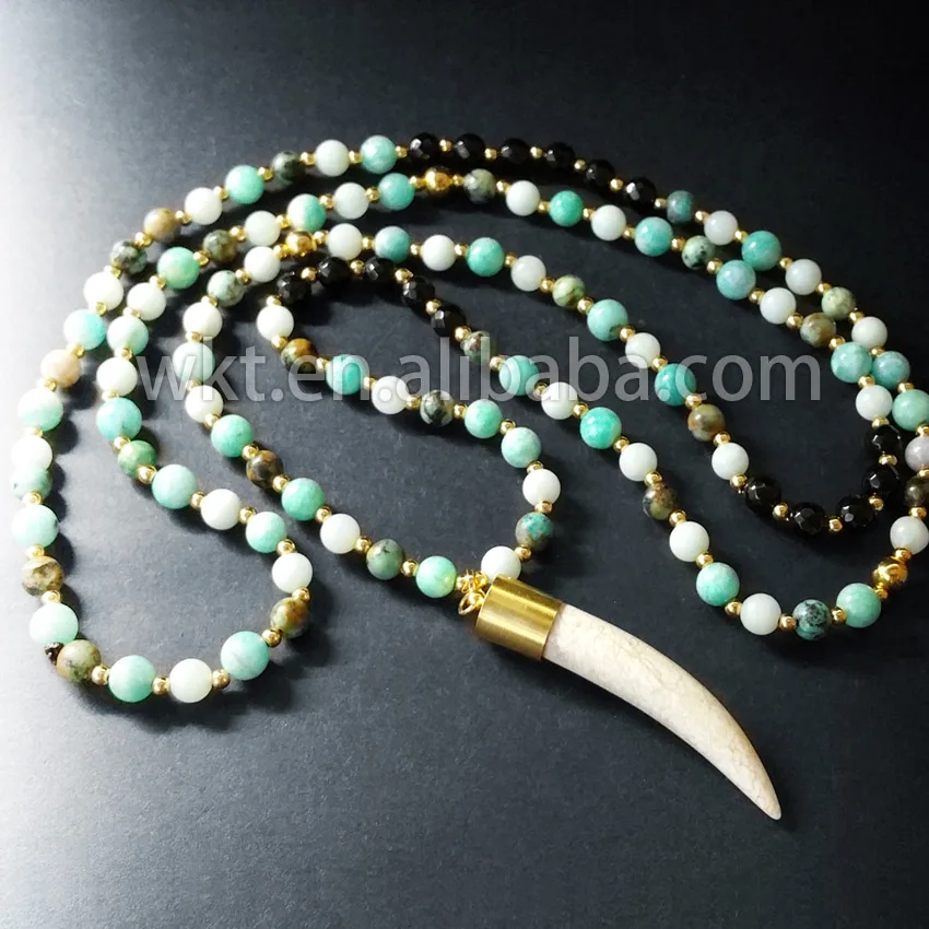WT-N505 new sale long horn howlite pendant necklace handmake beads pendant necklace
WT-N505 new sale long horn howlite pendant necklace handmake beads pendant necklace