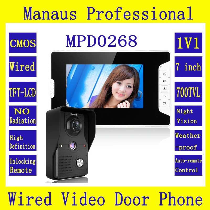 New 7 inch LED Display Video Door Phone System 1 Night Vision Ultra HD Camera 1 Multi-language Monitor Video Intercom Kit D268b
New 7 inch LED Display Video Door Phone System 1 Night Vision Ultra HD Camera 1 Multi-language Monitor Video Intercom Kit D268b