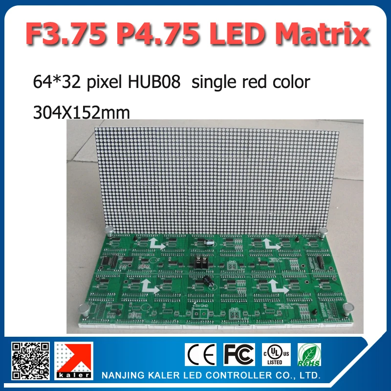 Free Shipping Indoor F3.75 P4.75 Red color LED dot matrix module 304*152mm 64*32 pixels for LED sign Board
Free Shipping Indoor F3.75 P4.75 Red color LED dot matrix module 304*152mm 64*32 pixels for LED sign Board