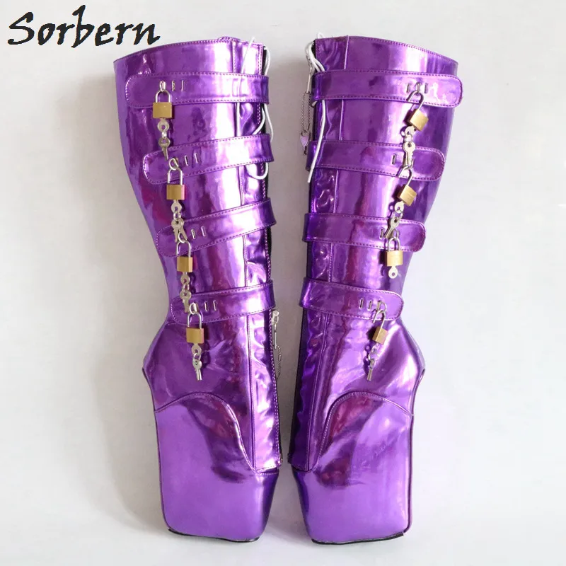 Sorbern Metallic Purple Women Boots Crossdressed Heels Fetish Tiptoe Heels Boots Decorative Padlocks Ballet Exotic Dancer Shoes
Sorbern Metallic Purple Women Boots Crossdressed Heels Fetish Tiptoe Heels Boots Decorative Padlocks Ballet Exotic Dancer Shoes