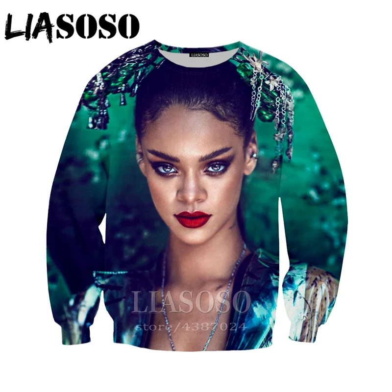 LIASOSO новые зимние женские/мужские сексуальные толстовки Rihanna 3D принт Толстовка