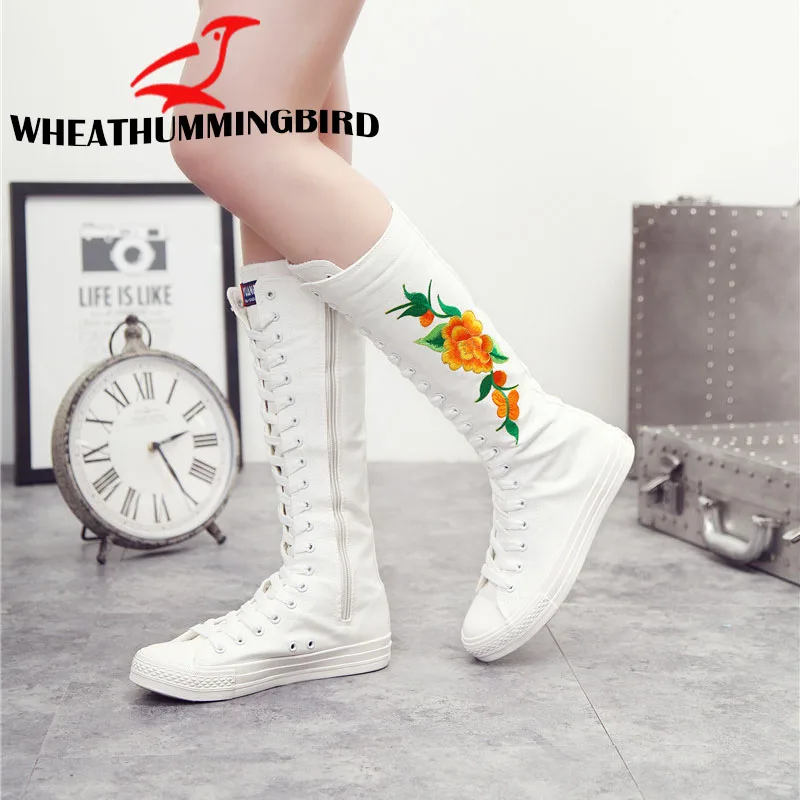 Size 34-43 Women fashion High-top Embroider flat boots Long-barreled casual flats canvas boots Height Increasing Shoes MA-79G
Size 34-43 Women fashion High-top Embroider flat boots Long-barreled casual flats canvas boots Height Increasing Shoes MA-79G