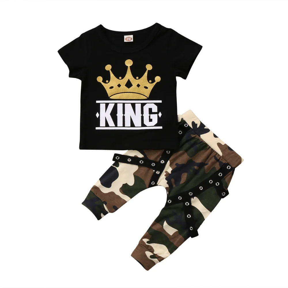 Комплект из 2 предметов футболка с короткими рукавами и принтом King камуфляжные