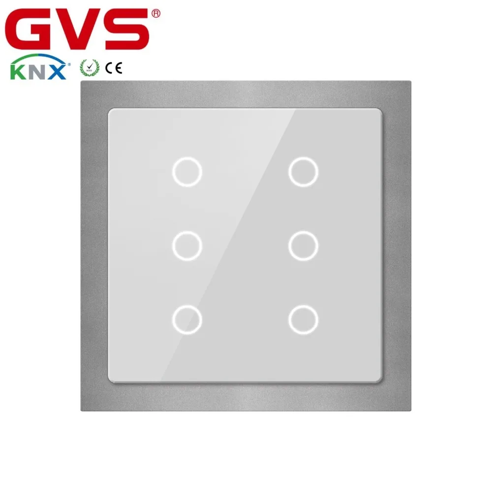 Умный дом автоматизация KNX/bei GVS K BUS емкостный тонкий 6 кнопочный датчик серебряная