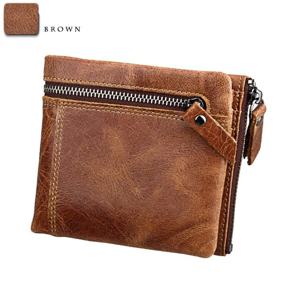 OCEAN BLUEVIN New Hot Wallet Men Leather Genuine Coin Purse Zipper&Hasp Wallets Small Perse Solid RFID Card Holder | Багаж и сумки