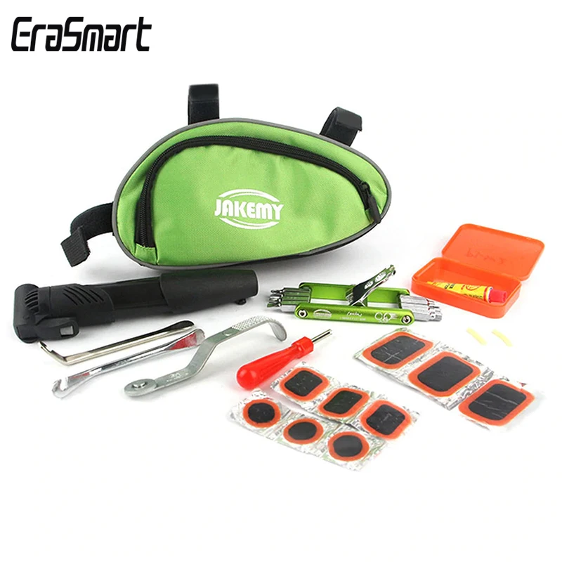 JAKEMY PJ4001 11 in 1 Bicycle Repair Folding Tool+12 in 1 Tire Cement+Pump/Spoon+Valve Core+Press-out Tire Repairing Rotary Tool
JAKEMY PJ4001 11 in 1 Bicycle Repair Folding Tool+12 in 1 Tire Cement+Pump/Spoon+Valve Core+Press-out Tire Repairing Rotary Tool